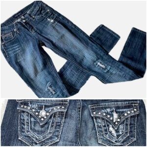VIP Jeans Size 1/2 Blue Women’s  Denim Distress Pants skinny style 1-162908